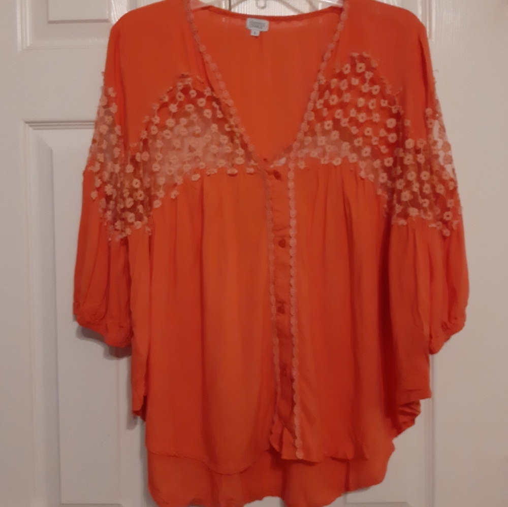 Orange loose-fit blouse